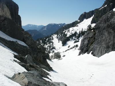looking back to lower glacier
